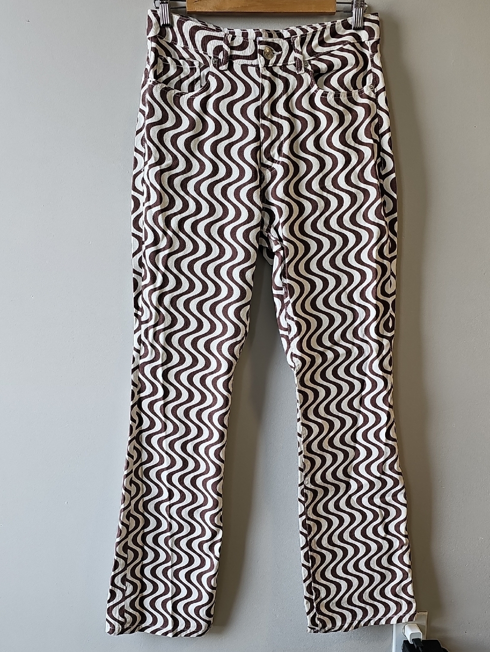 Garage Brown and White Size 7 Swirl High-Rise Boot Cut Pants
